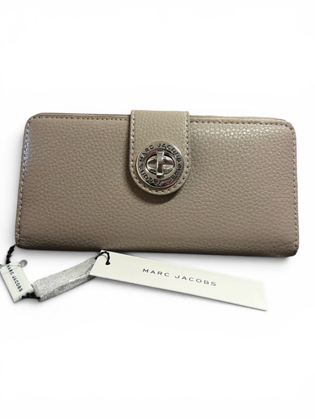 Marc Jacobs Pebbled Leather Continental Wallet In Taupe Tan